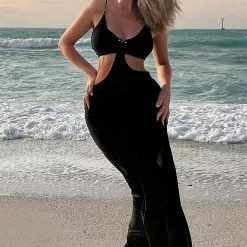 Fashion Nova Walk On The Beach Maxi Dress - Black -Fashion Nova Dresses Shop WalkOnTheBeachMaxiDress Black MER