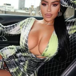 Fashion Nova Watch Me Ruche Tie Dye Mini Dress - Green