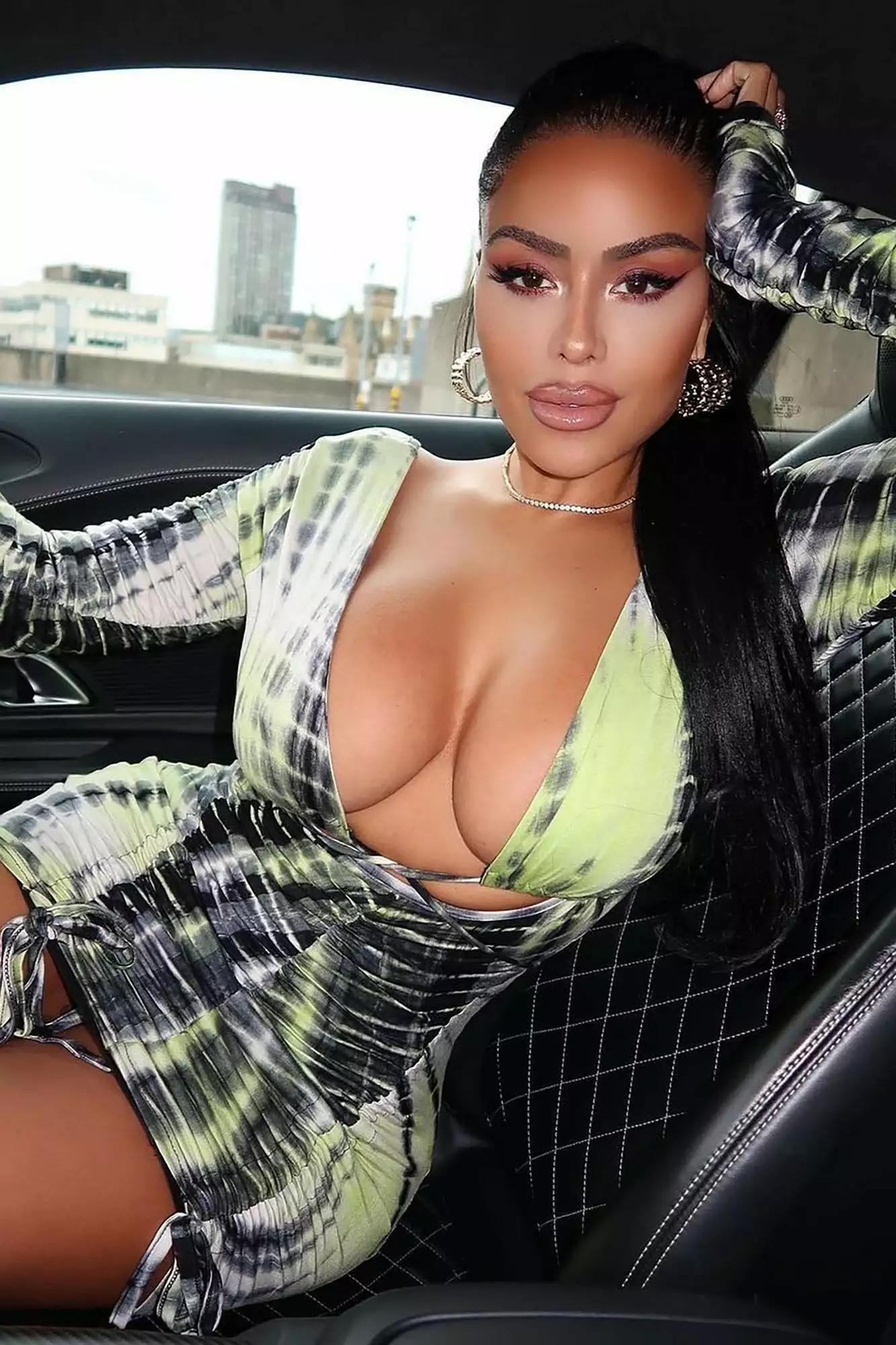 Fashion Nova Watch Me Ruche Tie Dye Mini Dress - Green 3 Fashion Nova Watch Me Ruche Tie Dye Mini Dress - Green