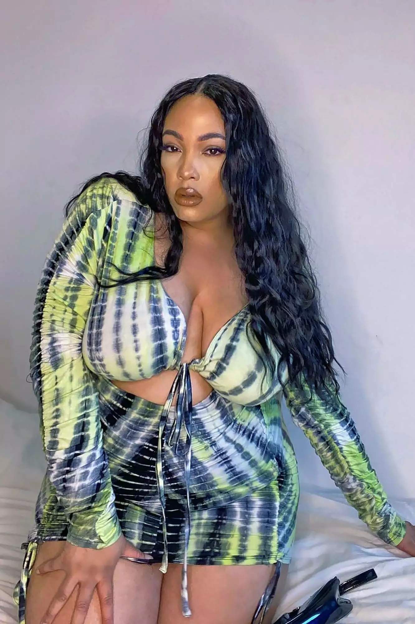 Fashion Nova Watch Me Ruche Tie Dye Mini Dress - Green 12 Fashion Nova Watch Me Ruche Tie Dye Mini Dress - Green - Image 10