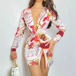 Fashion Nova Whole Lotta Class At Sea Satin Mini Dress - Pink/combo