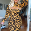 Fashion Nova Wild Attitude Leopard Sweater Dress Set - Black/Yellow