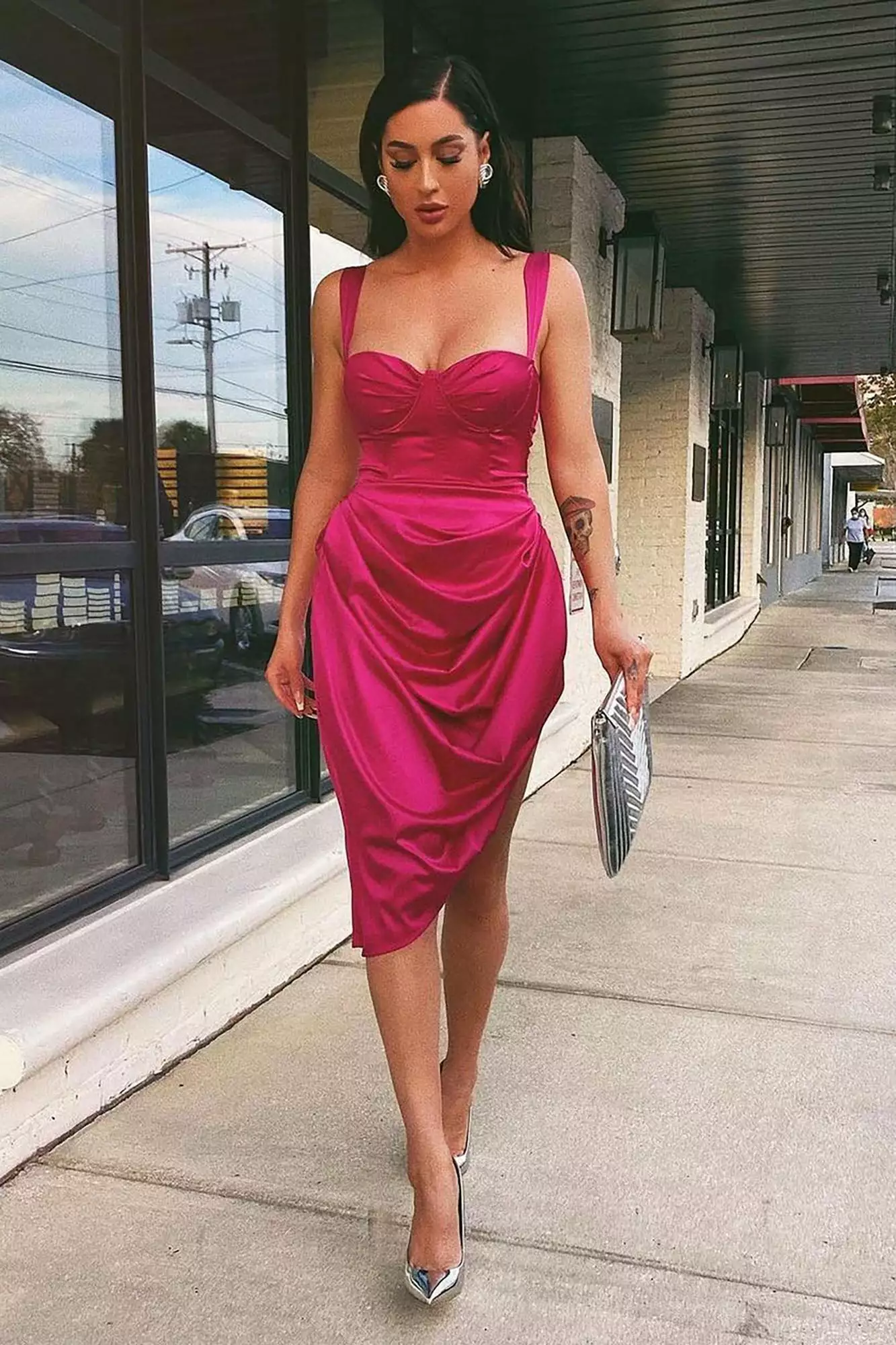 Fashion Nova With Love Satin Midi Dress - Magenta 5 Fashion Nova With Love Satin Midi Dress - Magenta - Image 3