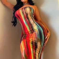 Fashion Nova Work Of Art Dress - Red/Multi